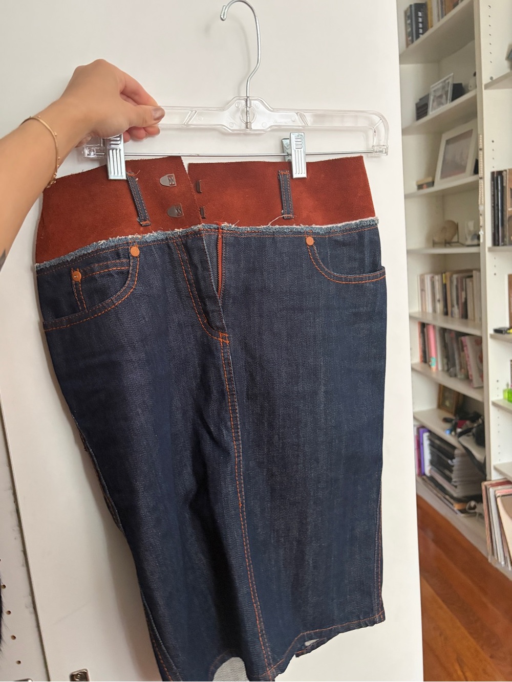 Jean Paul Gaultier Denim Skirt with Sueded Waist
